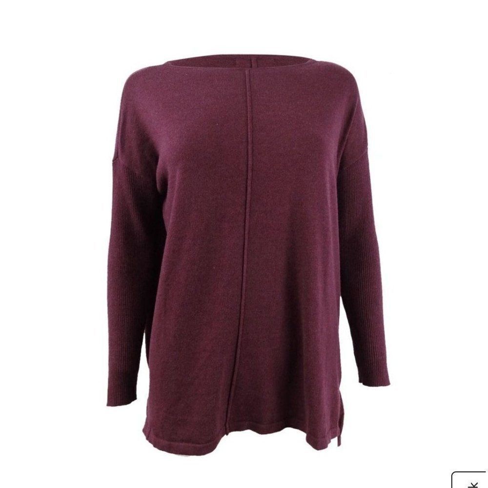 Style & Co Pullover  PL Burgundy Cotton Polyester